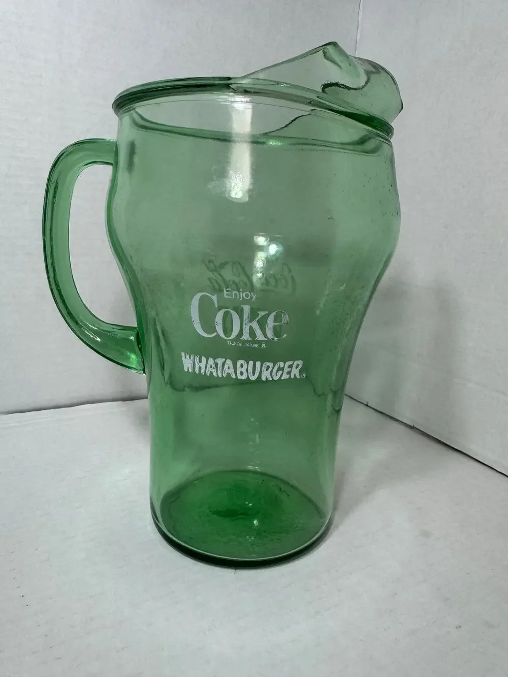 Coca-Cola Green glass pitcher Wahataburger